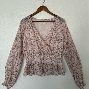 Floral V-Neck Blouse - Pink